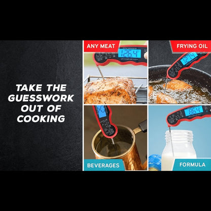Meat Thermometer Instant Read - Digital Food Thermometer with Backlit Display for Cooking, BBQ, Grill & Oven, °C/°F Switch