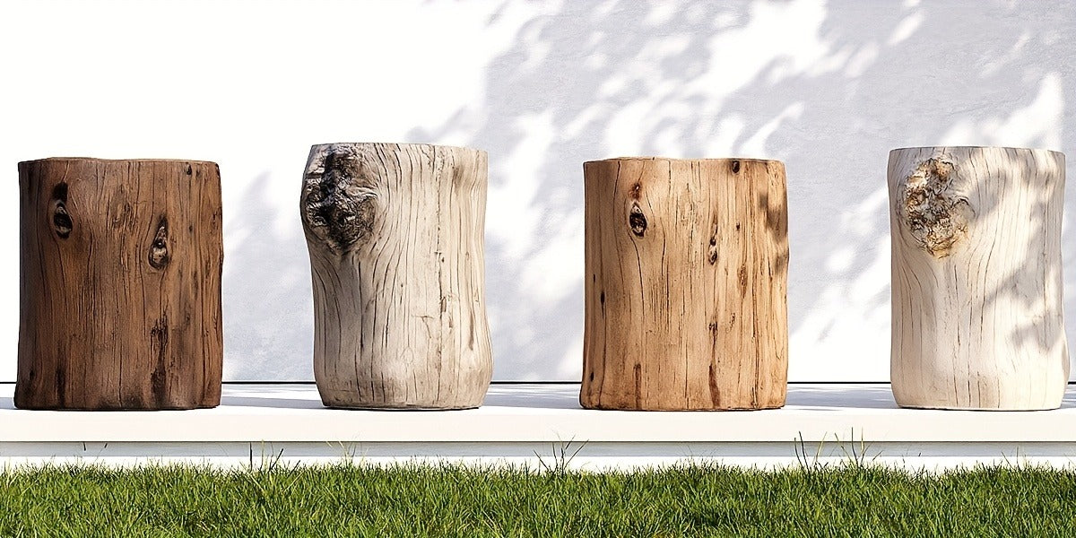 Tree Stump Side Table Outdoor Indoor | 220 Lbs Capacity Faux Wood Accent Table, All-Weather Magnesia, Plant Stand, Patio Stool & End Table for Porch Balcony Garden Living Room