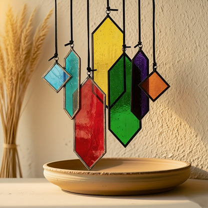 Glass Rainbow Suncatcher Hanging Ornament - Crystal Prism Window Sun Catcher for Garden, Patio & Home Decor