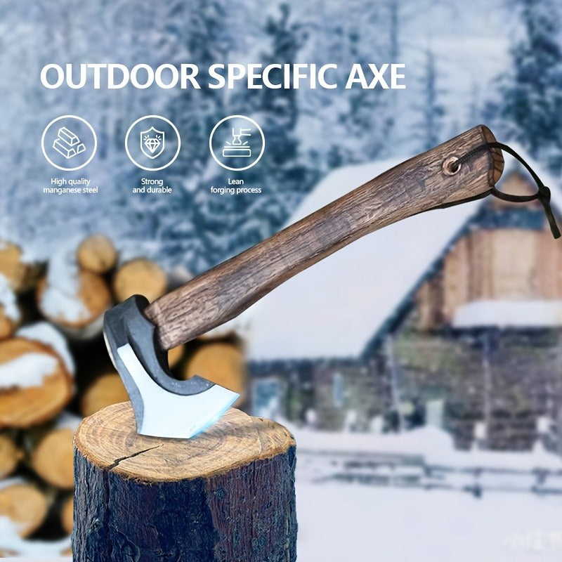 Splitting Axe Forged Carbon Steel 15.6-Inch with Handcrafted Wooden Grip, Professional Backyard Hatchet for Wood Chopping, Gardening and Camping — Single or 2-Pack