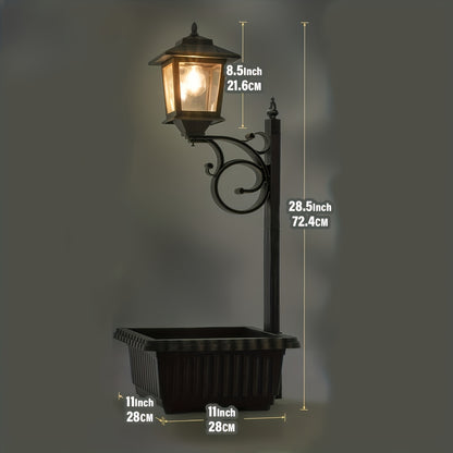 Solar Lamp Post Light with Flower Pot 2-in-1 – Waterproof Wall Mounted or Standalone Decorative Garden Lantern for Lawn, Yard, Front & Back Door (Set of 2)