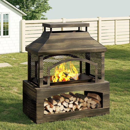 Outdoor Fireplace | Wood Burning Metal Patio Garden Deck Backyard