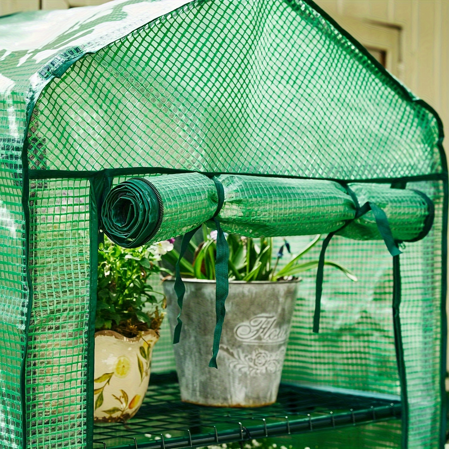 Mini Greenhouse with Steel Frame & Roll-Up Zipper Door | Portable Indoor Outdoor Plant Greenhouse | Weatherproof Rack Stand 2-Tier & 3-Tier Options