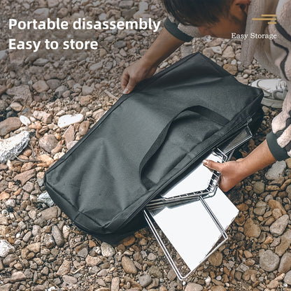Charcoal Grill Portable Folding BBQ Fire Pit Hexagonal Camping Stove Open Grid Even Heat Backyard Picnic Beach Tailgating Outdoor Cooking Compact Easy Assembly