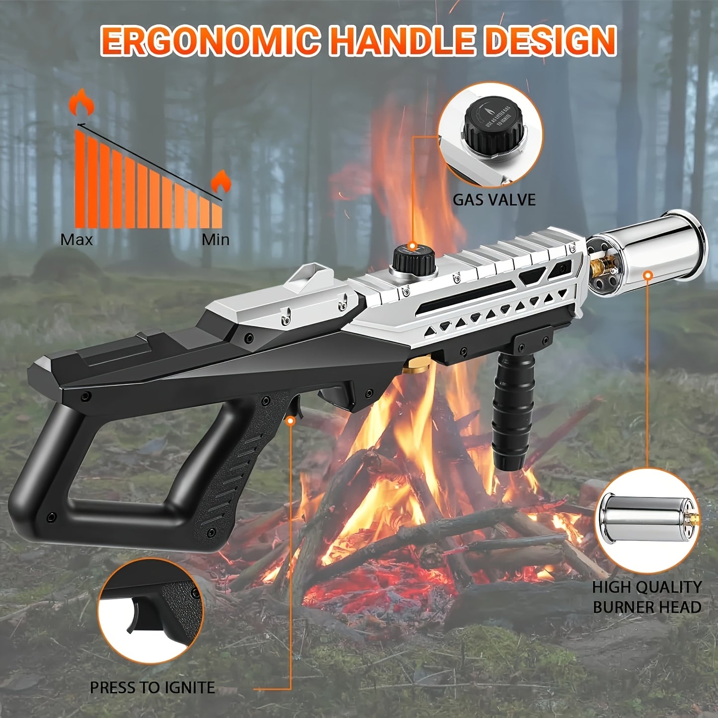 Propane Torch Flamethrower 24 Inch, Adjustable Flame Weed Burner & BBQ Grill Torch for Steak Searing, Charcoal Igniter, Campfire Starter, Creme Brulee, Sous Vide Cooking – Tank Not Included