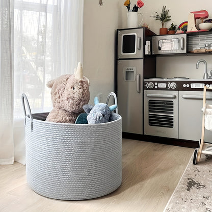 Rope Basket with Handles | Large Capacity Storage Organizer for Blankets, Clothes & Plants – Soft Polyester, Multiple Colors