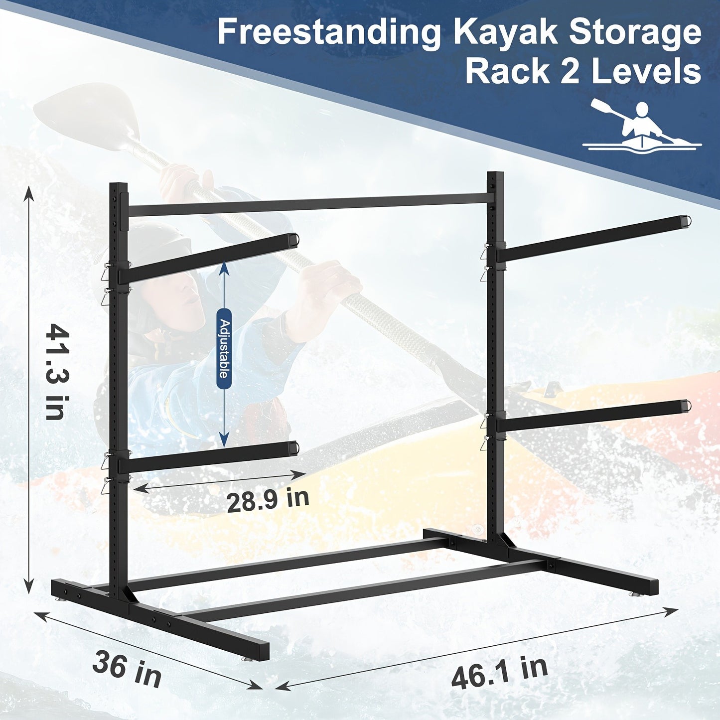 Kayak Storage Rack – Heavy-Duty Adjustable Stand for SUP, Canoe & Paddle Board | Wall, Dock & Freestanding | 400 lbs Capacity