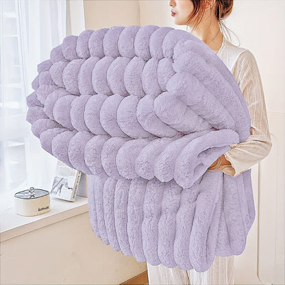 Fleece Blanket Double-Sided 3D Faux Rabbit Fur Throw – Ultra-Soft Thick 300-350g/m² for Home, Office, Travel & Camping, Multiple Sizes & Colors