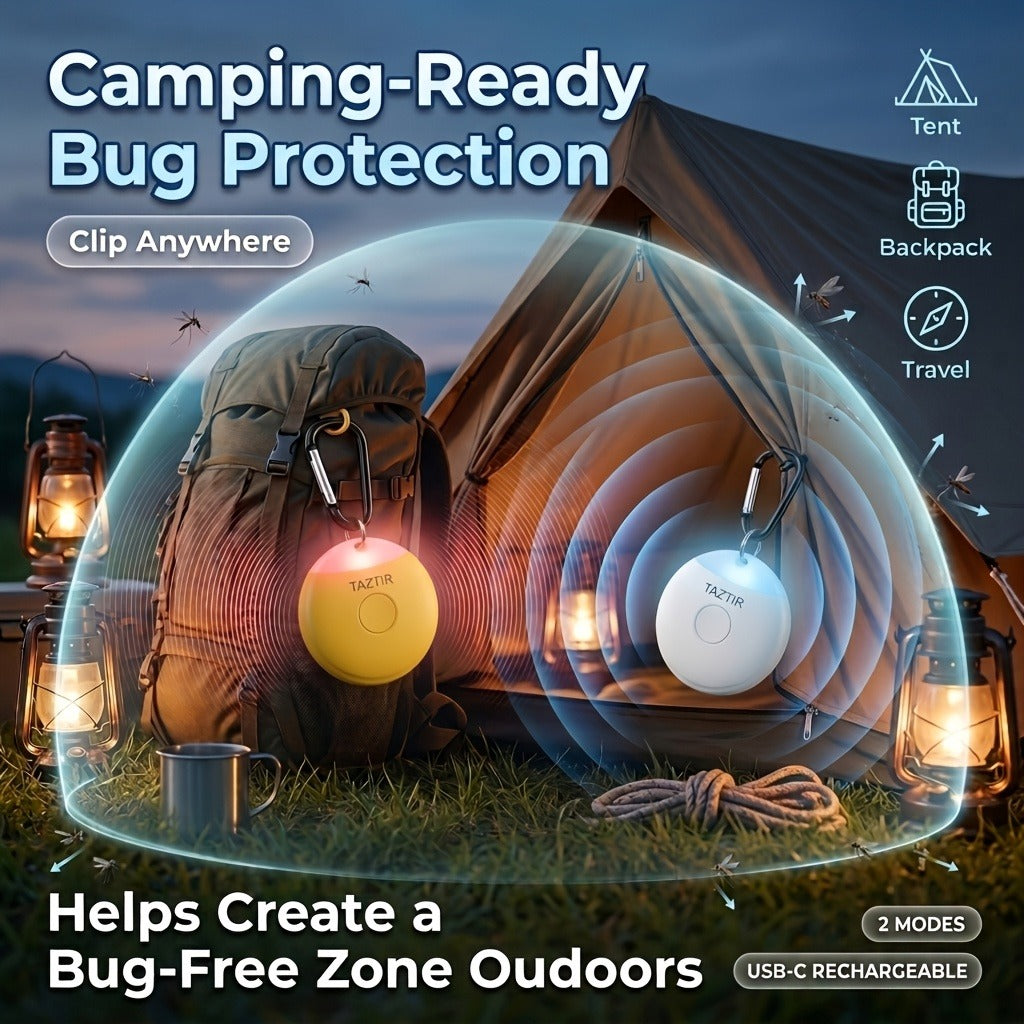 Ultrasonic Insect Repeller 2 Pack USB-C Rechargeable Mosquito Repellent Clip-On Keychain No Spray Pet Safe for Hiking Camping Stroller Travel Backpack Outdoor