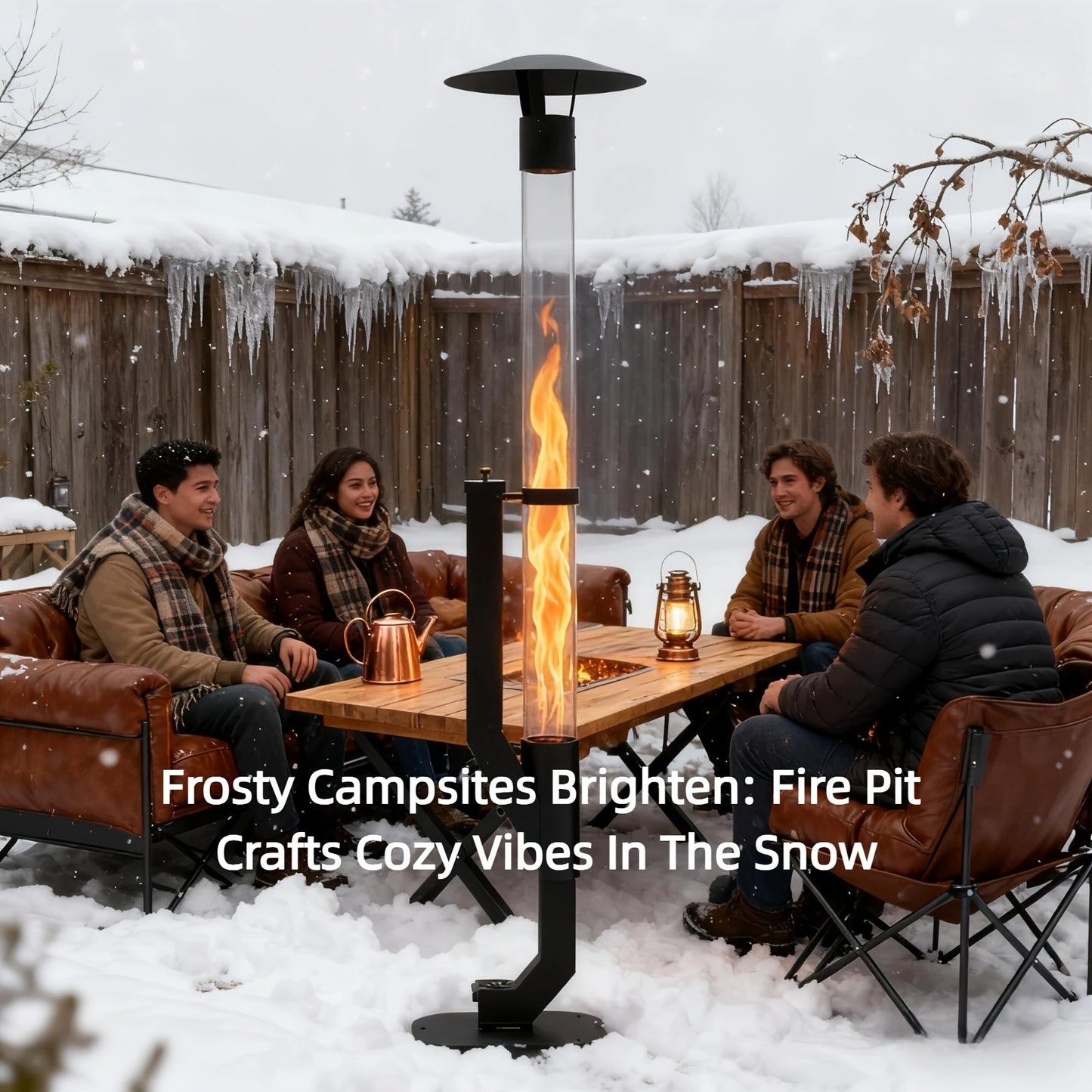Wood Pellet Patio Heater Portable Gravity Feed Rocket Stove with Glass Tube Flame, Smokeless Non-Electric Outdoor Fire Pit for Backyard, Deck, Camping & RV, Available in 61" & 70" Models