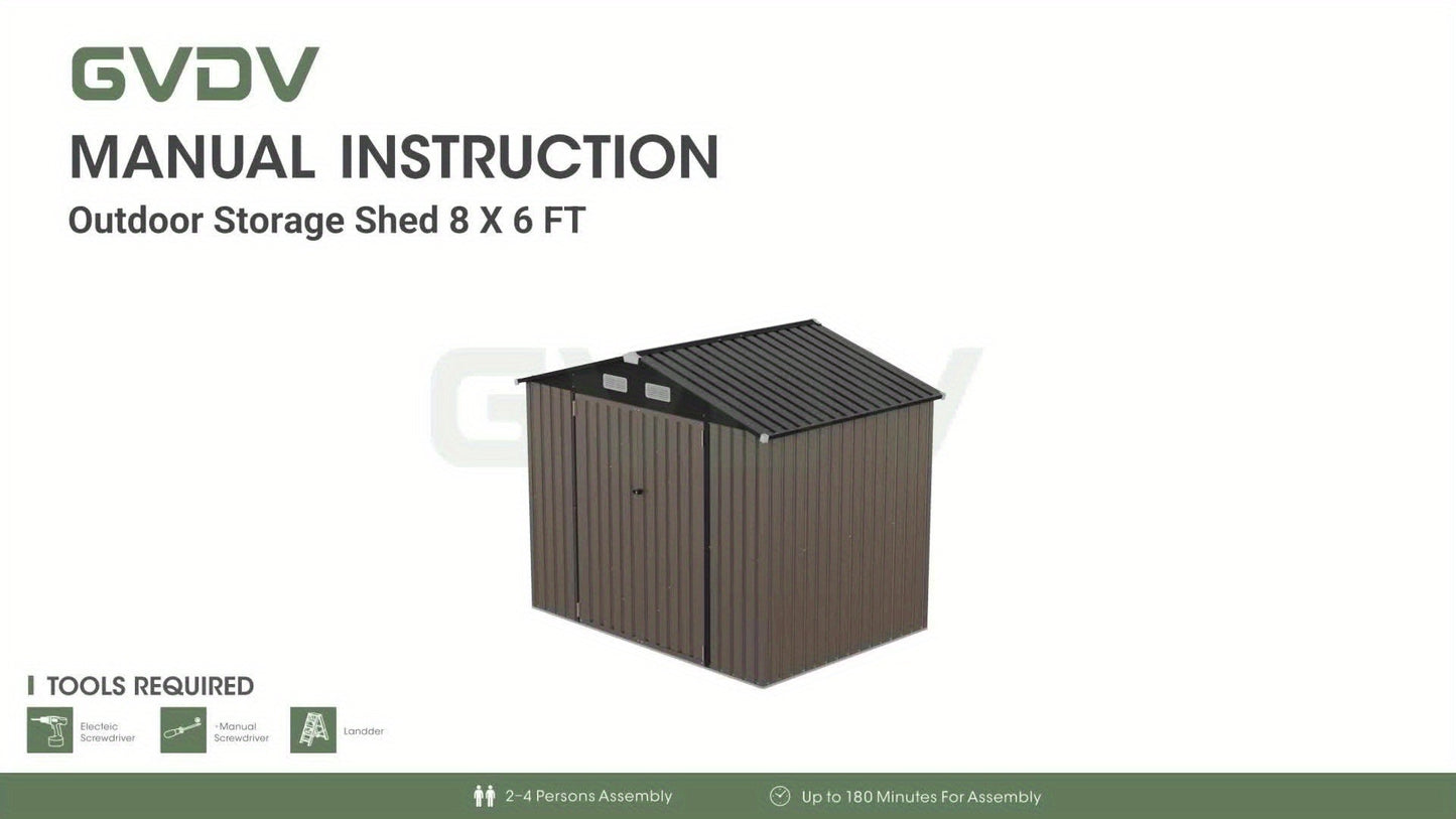 Outdoor Metal Storage Shed with Lockable Doors & Air Vent