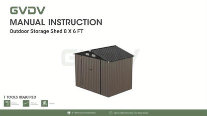 Outdoor Metal Storage Shed with Lockable Doors & Air Vent