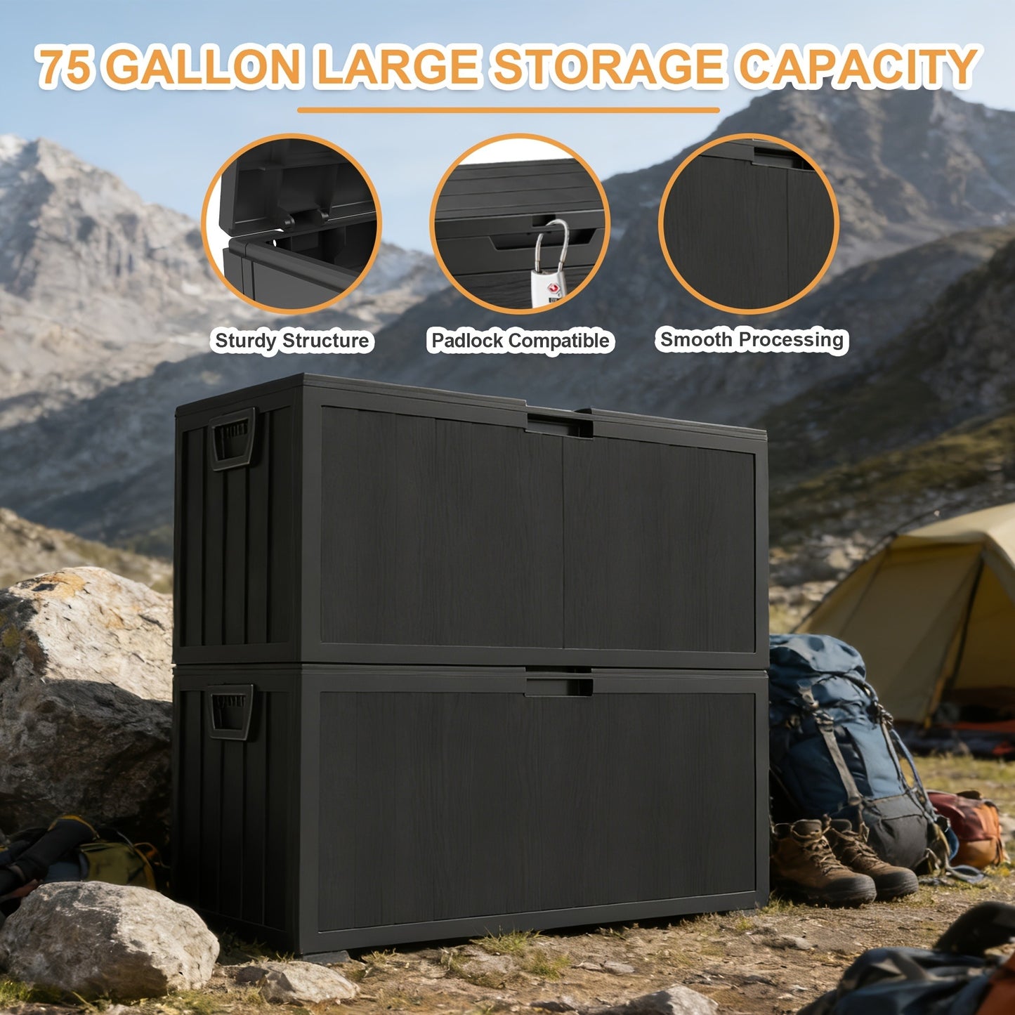 Outdoor Storage Chest 75 Gallon – Deck Box with Casters