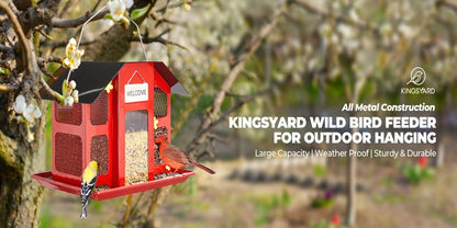Metal Bird Feeder for Outside - 4 Lbs Large Capacity Hanging Wild Bird Feeder