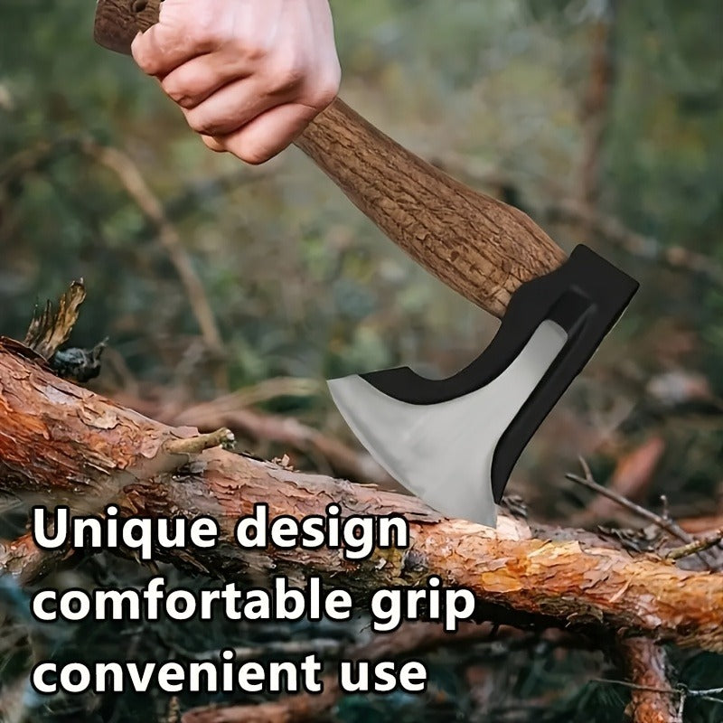 Splitting Axe Forged Carbon Steel 15.6-Inch with Handcrafted Wooden Grip, Professional Backyard Hatchet for Wood Chopping, Gardening and Camping — Single or 2-Pack