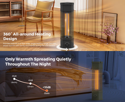 Electric Patio Heater 1400W 28", All-Around Radiant Heating with Tip-Over & Overheat Protection, Modern Indoor Outdoor Space Heater for Bedroom, Living Room, Garage, Backyard, Office