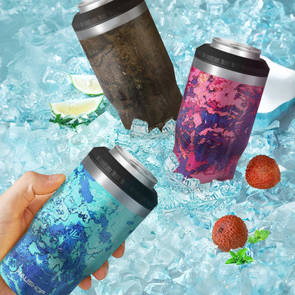 Can Cooler Insulated Stainless Steel 4-in-1 for 12 oz Standard Slim Can & Beer Bottle – Double Wall Sweat-Proof Beer Koozie for Camping Beach Tailgate BBQ Outdoor Party