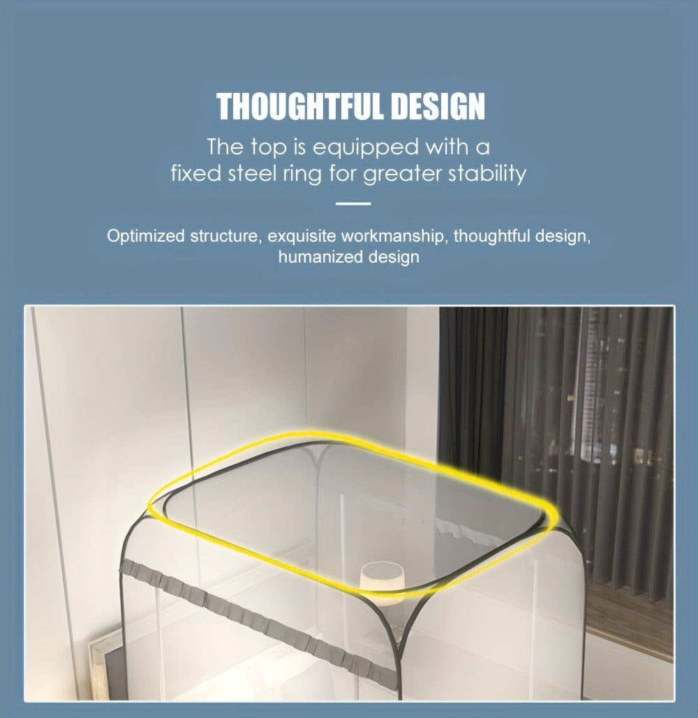 Mosquito Net Canopy Bed – Yurt Style 360° Full Coverage, Stainless Steel Frame, Easy Open Design for Bedroom, Dorm & Outdoor, Multiple Sizes, Grey & Blue