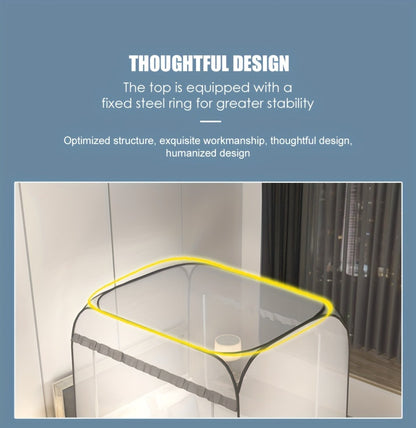 Mosquito Net Canopy Bed – Yurt Style 360° Full Coverage, Stainless Steel Frame, Easy Open Design for Bedroom, Dorm & Outdoor, Multiple Sizes, Grey & Blue