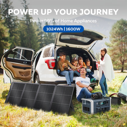Portable Power Station 1024Wh LiFePO4 Solar Generator - UPS Backup Battery with AC 110V, DC, USB, USB-C & LED Light, 100W Solar Panel Option for Camping, RV, Home Outage & Travel