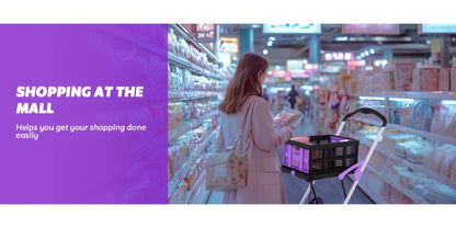 Collapsible Utility Cart 200 lb Heavy Duty Foldable Shopping Trolley 4-Wheel 360° Swivel Locking Brake Lightweight Portable Dolly for Grocery Mall Camping Pink Purple