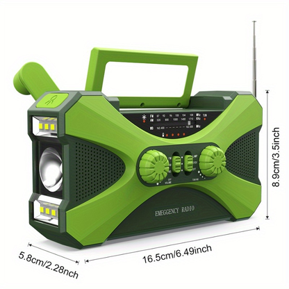 Emergency Weather Radio 10000mAh Hand Crank Solar NOAA AM FM WB Flashlight Reading Lamp SOS Alarm Phone Charger Headphone Jack Portable Survival Radio