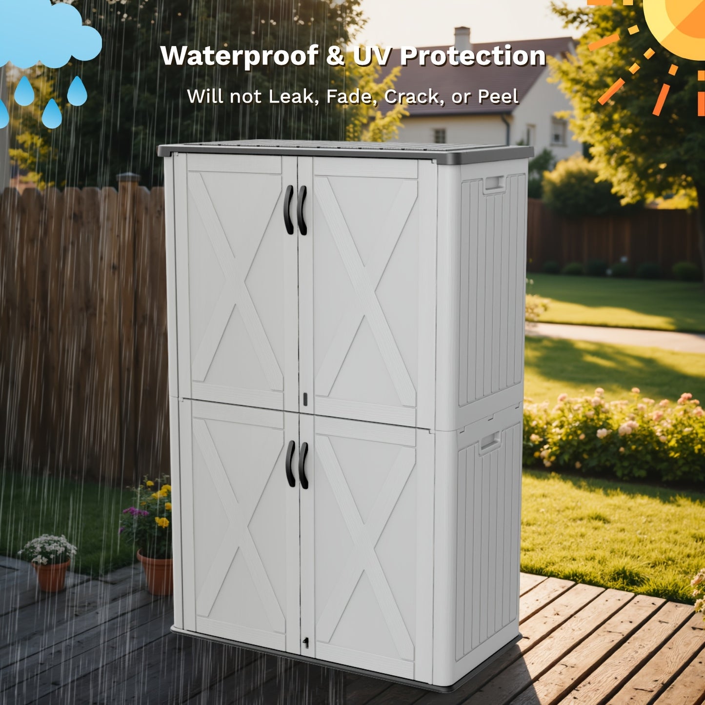 Resin Deck Box Lockable Outdoor Storage, 260 & 520 Gal