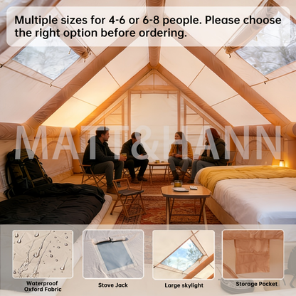 Inflatable Camping Tent 4-8 Person Air Cabin Glamping UV Protection