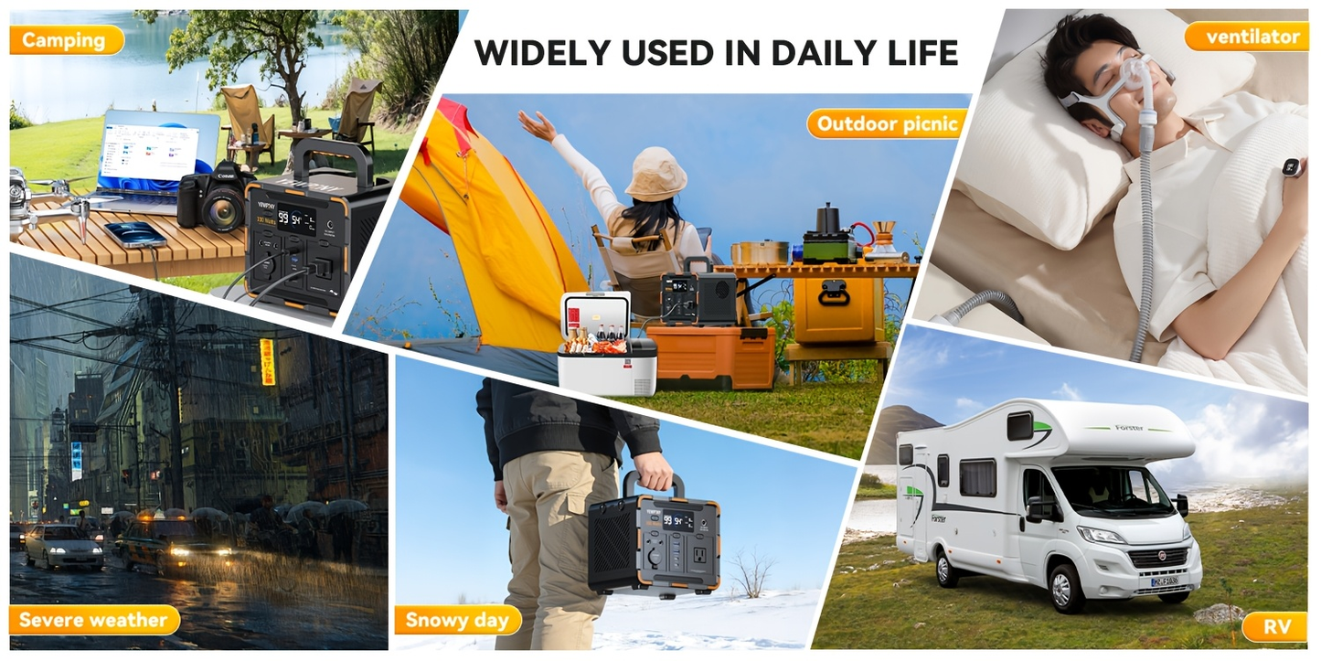 Outdoor Power Station 300W / 600W Fast Charging | 259Wh 599Wh Lithium Solar Generator AC DC USB | Camping Hunting Home Power Outage Backup