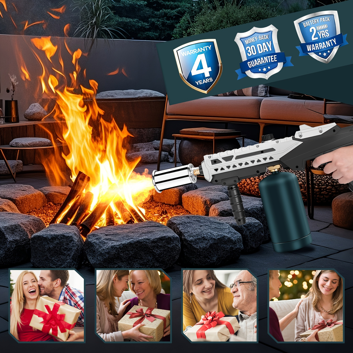 Propane Torch Flamethrower 24 Inch, Adjustable Flame Weed Burner & BBQ Grill Torch for Steak Searing, Charcoal Igniter, Campfire Starter, Creme Brulee, Sous Vide Cooking – Tank Not Included