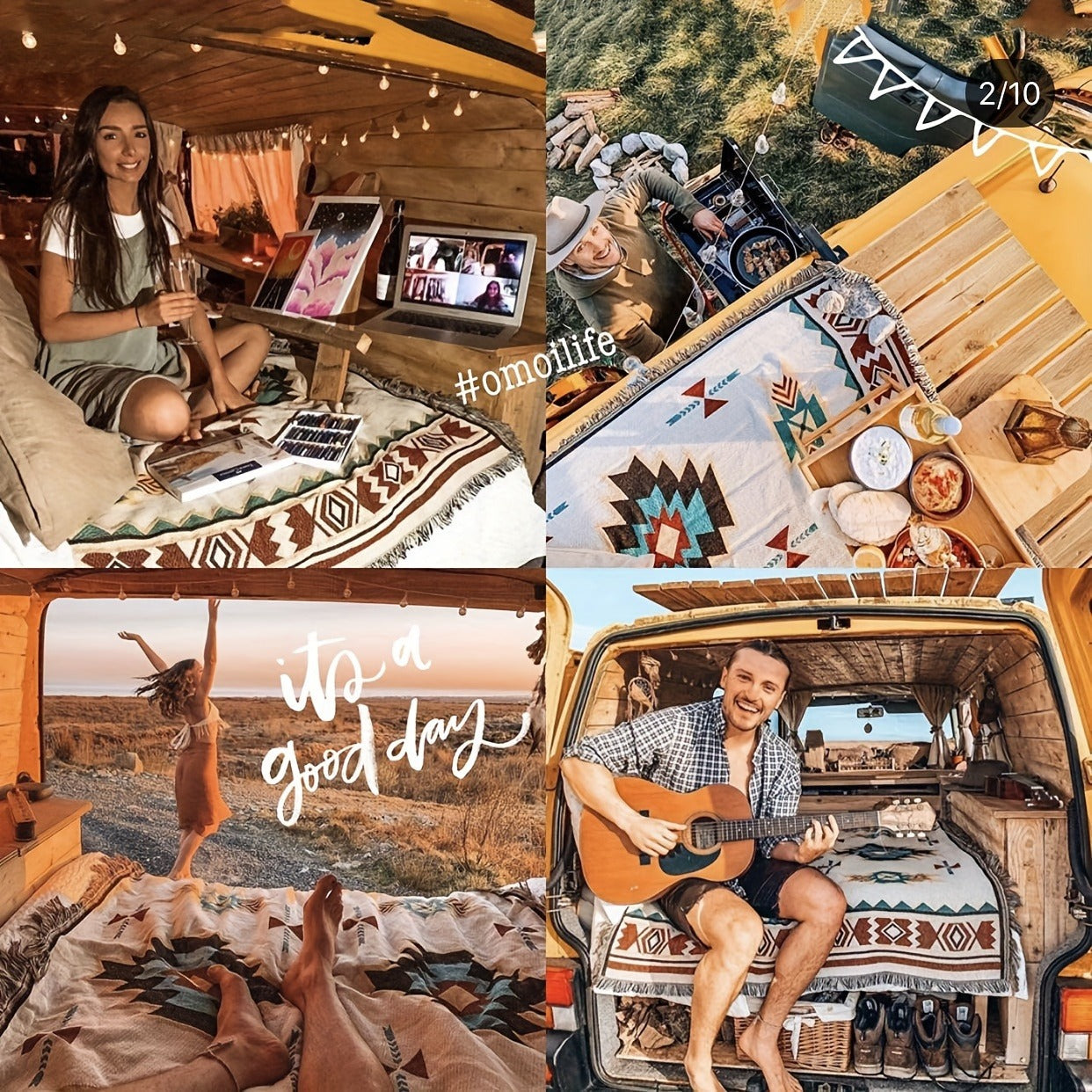Bohemian Picnic Blanket Mat Outdoor Camping Waterproof Portable Knit Woven Picnic Mat for Beach Park Lawn