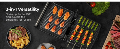 Panini Press Grill Indoor Sandwich Maker 4 Slice – Non-Stick 1200W Electric Grill with Temperature Control, 180° Opening, Removable Drip Tray | Countertop Steak & BBQ Grill