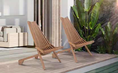 Wood Folding Outdoor Chairs Set of 1/2/4 – Patio Lounge Chair 350LBS