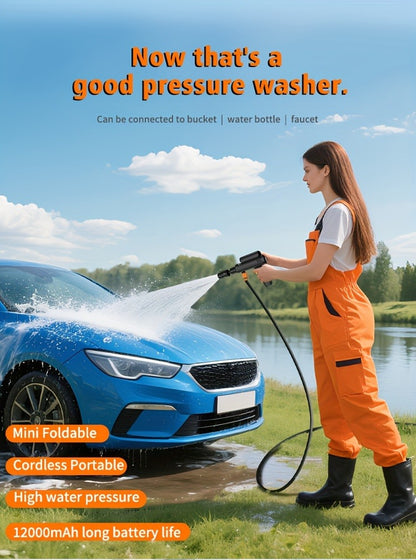 Portable Pressure Washer Cordless 980PSI – 3x 4000mAh Batteries, 5-in-1 Nozzle, Foam Cannon, 33FT Hose, Lightweight Wireless Car Washer for Cars, Bikes, Camping & Outdoor Cleaning