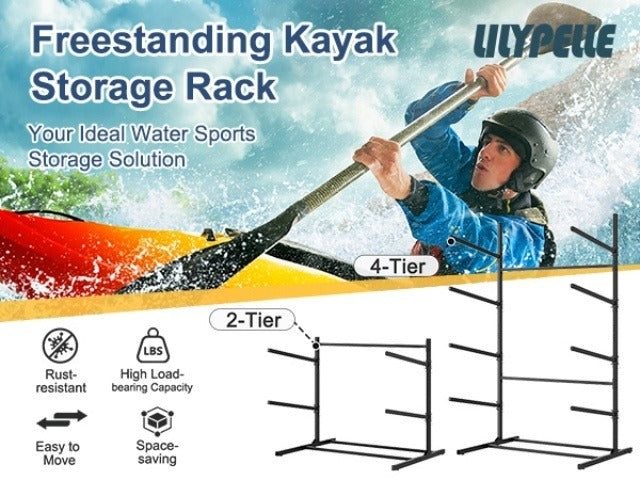 Kayak Storage Rack – Heavy-Duty Adjustable Stand for SUP, Canoe & Paddle Board | Wall, Dock & Freestanding | 400 lbs Capacity