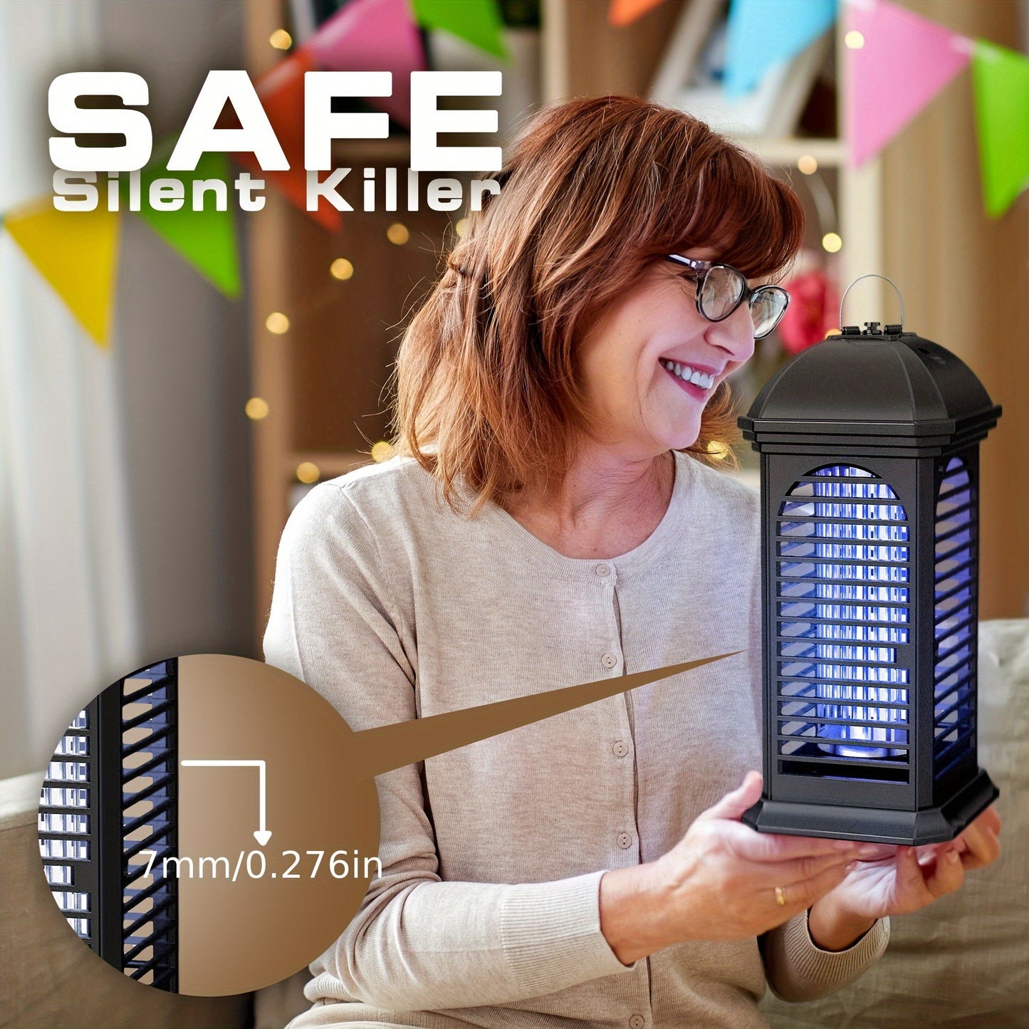 Bug Zapper Indoor Plug-In Electric Mosquito Killer with UV Light Trap & Dual Grid – Safe for Pets, No Chemicals, Home & Backyard Insect Catcher