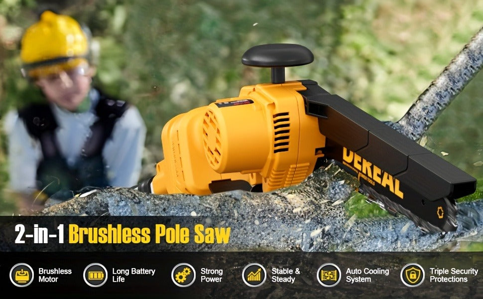 Mini Chainsaw Cordless 6-Inch Brushless with 20V 4.0Ah Rechargeable Battery, One-Hand Electric Handheld Chain Saw for Tree Trimming, Wood Cutting and Yard Work