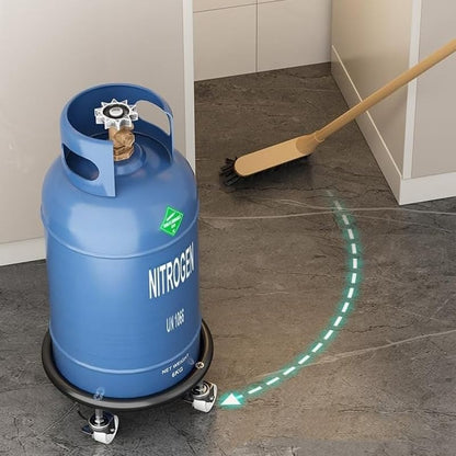 Propane Tank Dolly with 4 Locking Wheels – Heavy Duty Gas Cylinder Cart & Movable Base for Tanks, Garden Pots & Storage