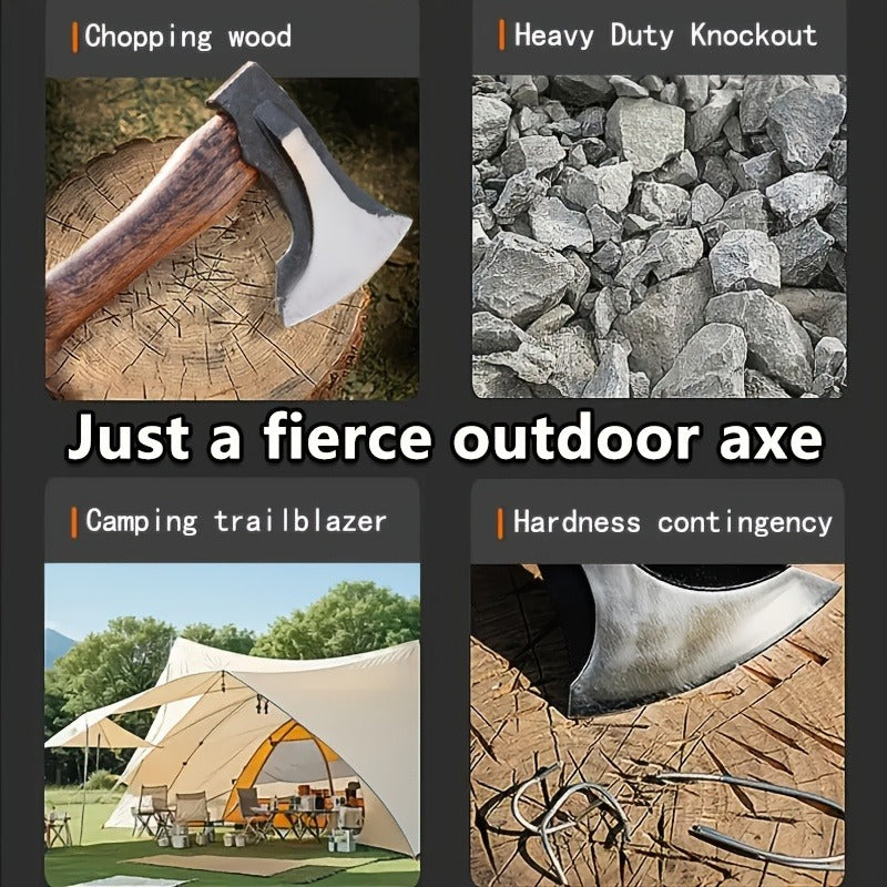 Splitting Axe Forged Carbon Steel 15.6-Inch with Handcrafted Wooden Grip, Professional Backyard Hatchet for Wood Chopping, Gardening and Camping — Single or 2-Pack