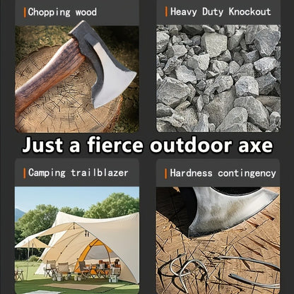 Splitting Axe Forged Carbon Steel 15.6-Inch with Handcrafted Wooden Grip, Professional Backyard Hatchet for Wood Chopping, Gardening and Camping — Single or 2-Pack