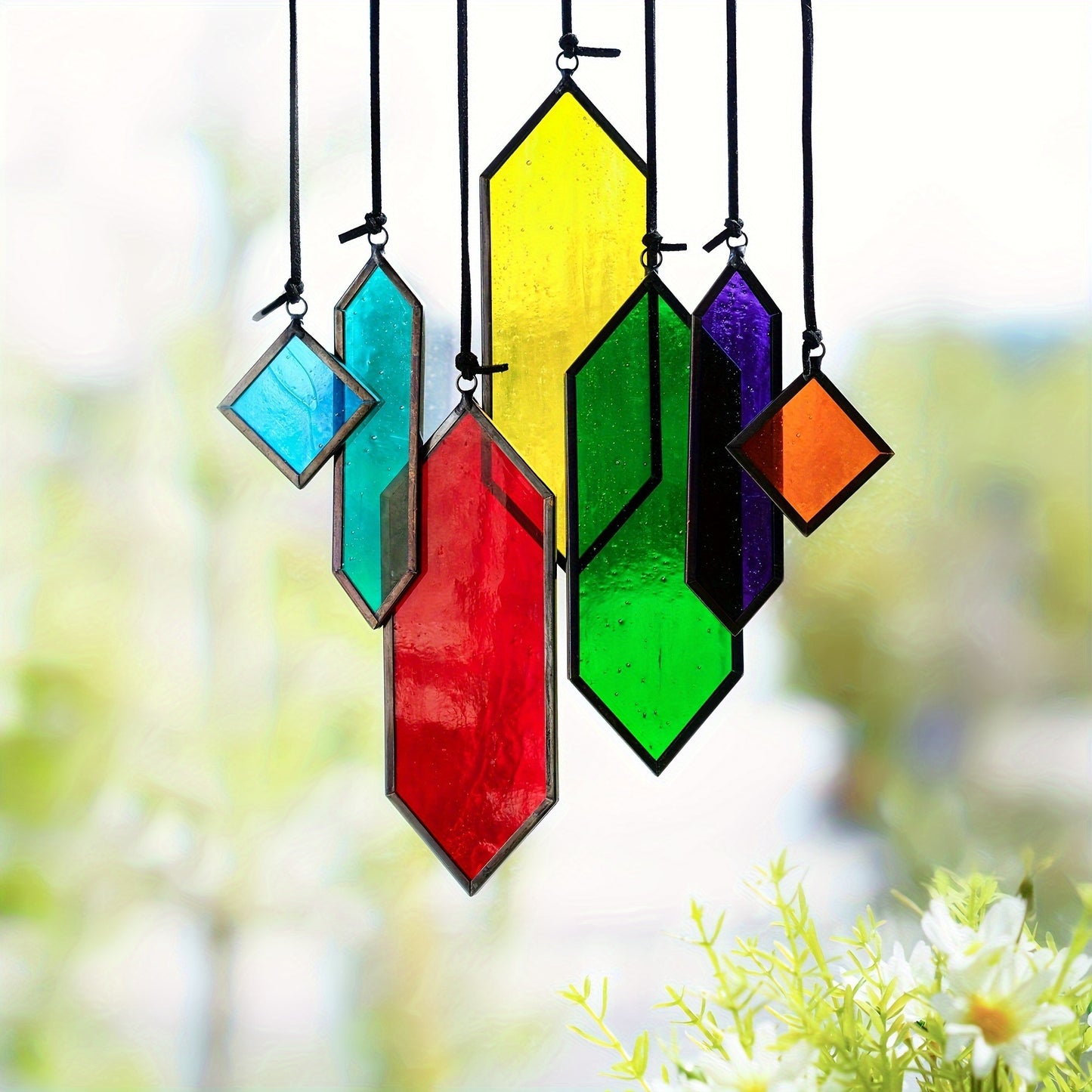 Glass Rainbow Suncatcher Hanging Ornament - Crystal Prism Window Sun Catcher for Garden, Patio & Home Decor