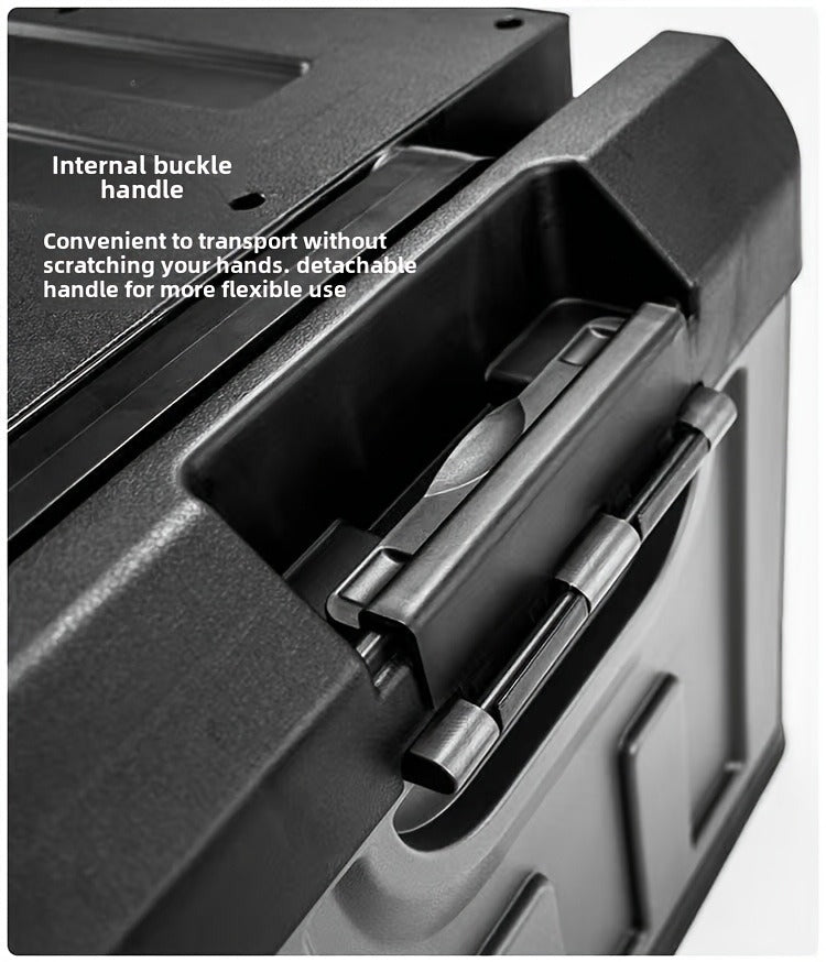 Folding Storage Box & Fishing Stool 2-in-1 – Large Capacity Portable Organizer with Backrest for Car Trunk, Outdoor Camping, Beach & Home Storage