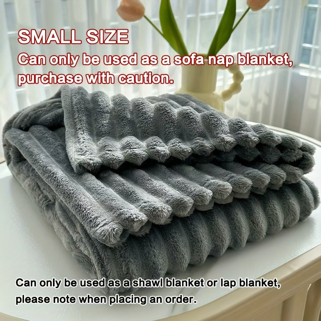 Fleece Blanket Double-Sided 3D Faux Rabbit Fur Throw – Ultra-Soft Thick 300-350g/m² for Home, Office, Travel & Camping, Multiple Sizes & Colors