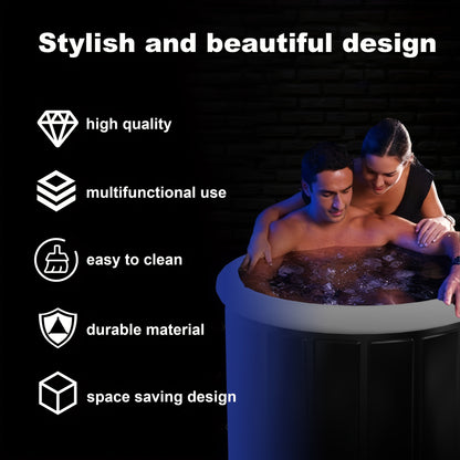 Cold Plunge Tub Foldable Ice Bath | 95-Gallon 34"x34"x30" Portable Cold Water Therapy Tub for Indoor & Outdoor Recovery