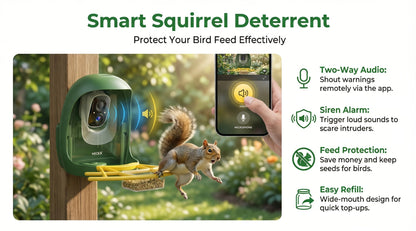 Smart Bird Feeder with Camera AI Bird Identification, 2K HD Live View, Auto Capture & Color Night Vision, Outdoor Wireless Bird Watching Gift for Bird Lovers, Green