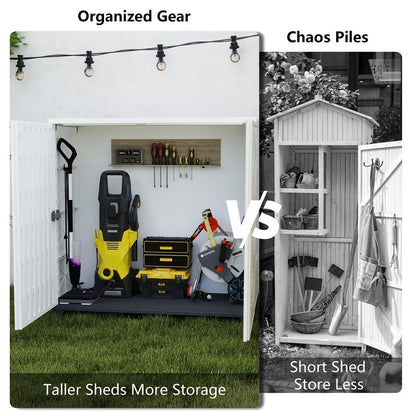 Outdoor Storage Cabinet with Doors & Metal Shelves | Resin
