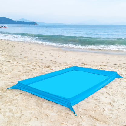 Beach Blanket with Sand Walls Fence Sandproof Waterproof 55x86in with 4 Stakes & Carry Bag for Family Picnic Camping Park Travel – 6 Printed Styles
