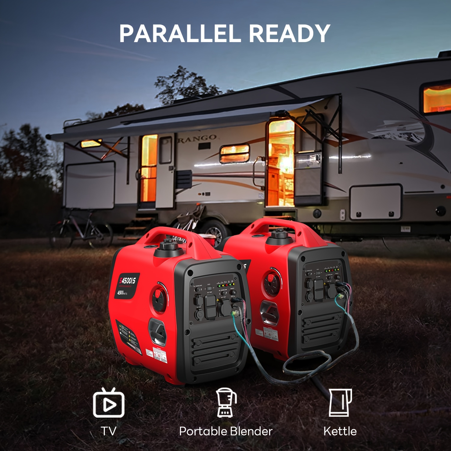 Inverter Generator Portable Ultra Quiet - 2500W/3600W/4000W/4500W, CO Auto Shutoff, ECO Mode, Parallel Ready, Clean Power THD<3% for Camping, RV, Home Backup, Yard & Lawn