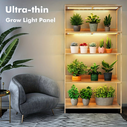 Ultra-Thin Grow Light Under Cabinet Full Spectrum 10-Level Dimming | 3/9/12H Timer High Lumen Sticky & Hangable All Growth Stages | 4pcs Indoor Plants