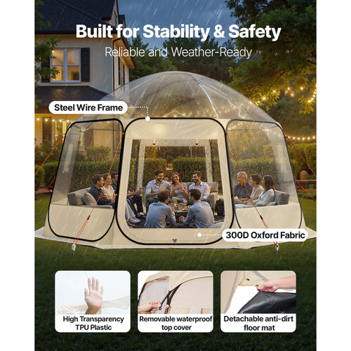 Pop Up Bubble Tent Clear Dome Tent 540° Panoramic Outdoor Shelter